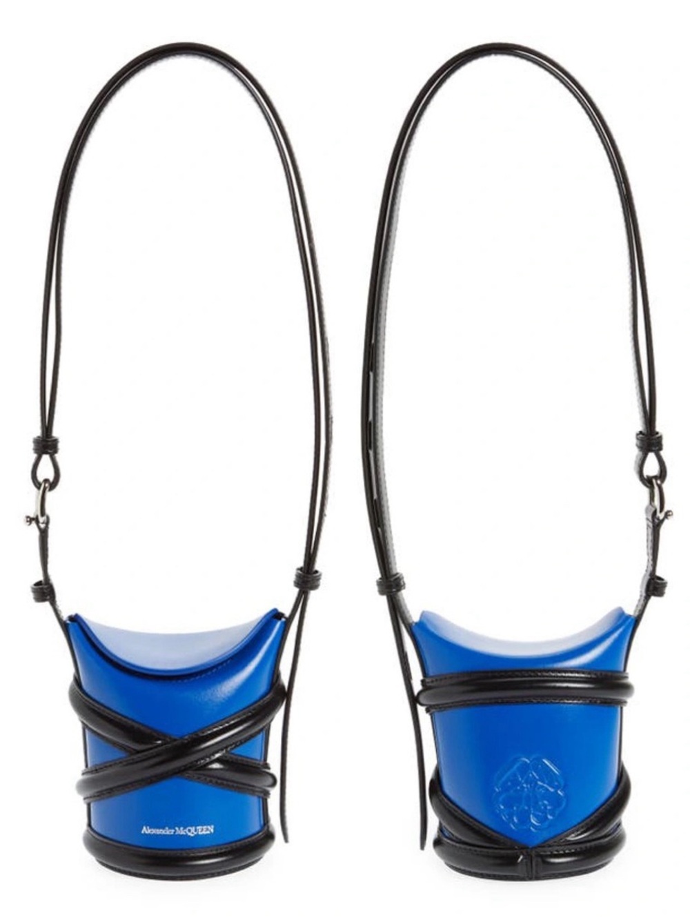 Alexander McQueen Mini The Curve Leather Crossbody Bag Electric Blue NEW